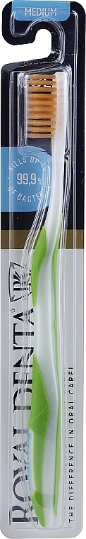 PRZECENA! Szczoteczka do zębów, średnia miękkość, z nanocząsteczkami złota, zielona - Royal Denta Gold Medium Toothbrush * — Zdjęcie N3