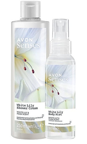 Zestaw z białą lilią - Avon Senses White Lily (sh/gel/250ml + b/spray/100ml) — Zdjęcie N1