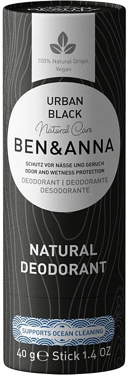 Naturalny dezodorant na bazie sody Urban Black (karton) - Ben & Anna Natural Care Urban Black Deodorant Paper Tube — Zdjęcie N1