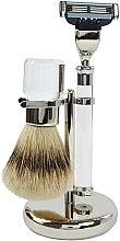 Kup Zestaw do golenia - Golddachs Synthetic Hair, Mach3 Metal Chrome Acrylic Silver (sh/brush + razor + stand)