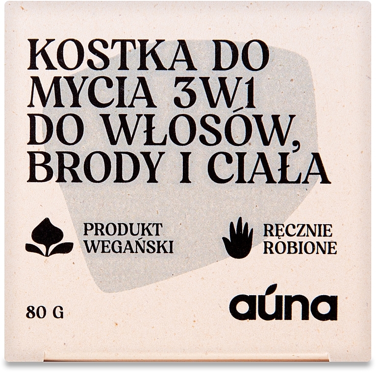 PRZECENA! Kostka do mycia 3 w 1 do włosów, brody i ciała - Auna Washing Bar For Beard And Body Hair * — Zdjęcie N3