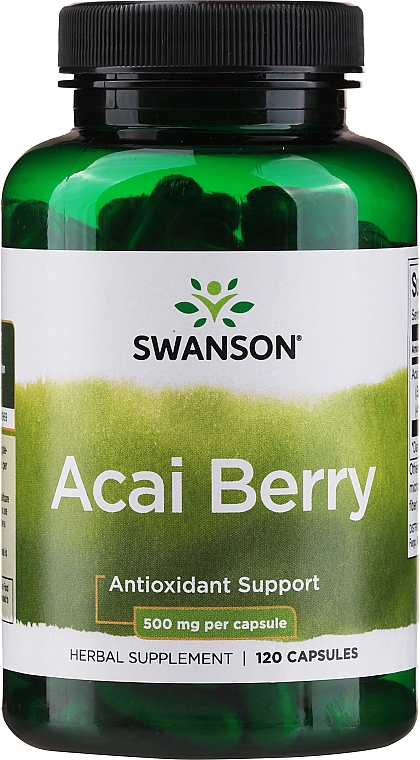 Suplement diety Jagody Acai - Swanson Acai Berry 500 mg — Zdjęcie N1