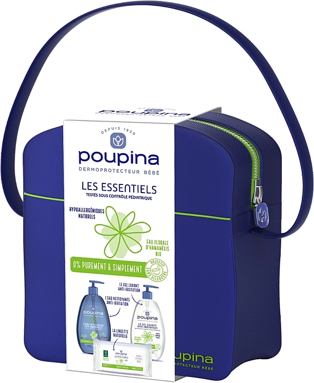 Zestaw - Poupina Les Essentiels Kit (cl/gel/485ml + cl/water/485ml + wipes + bag) — Zdjęcie N3