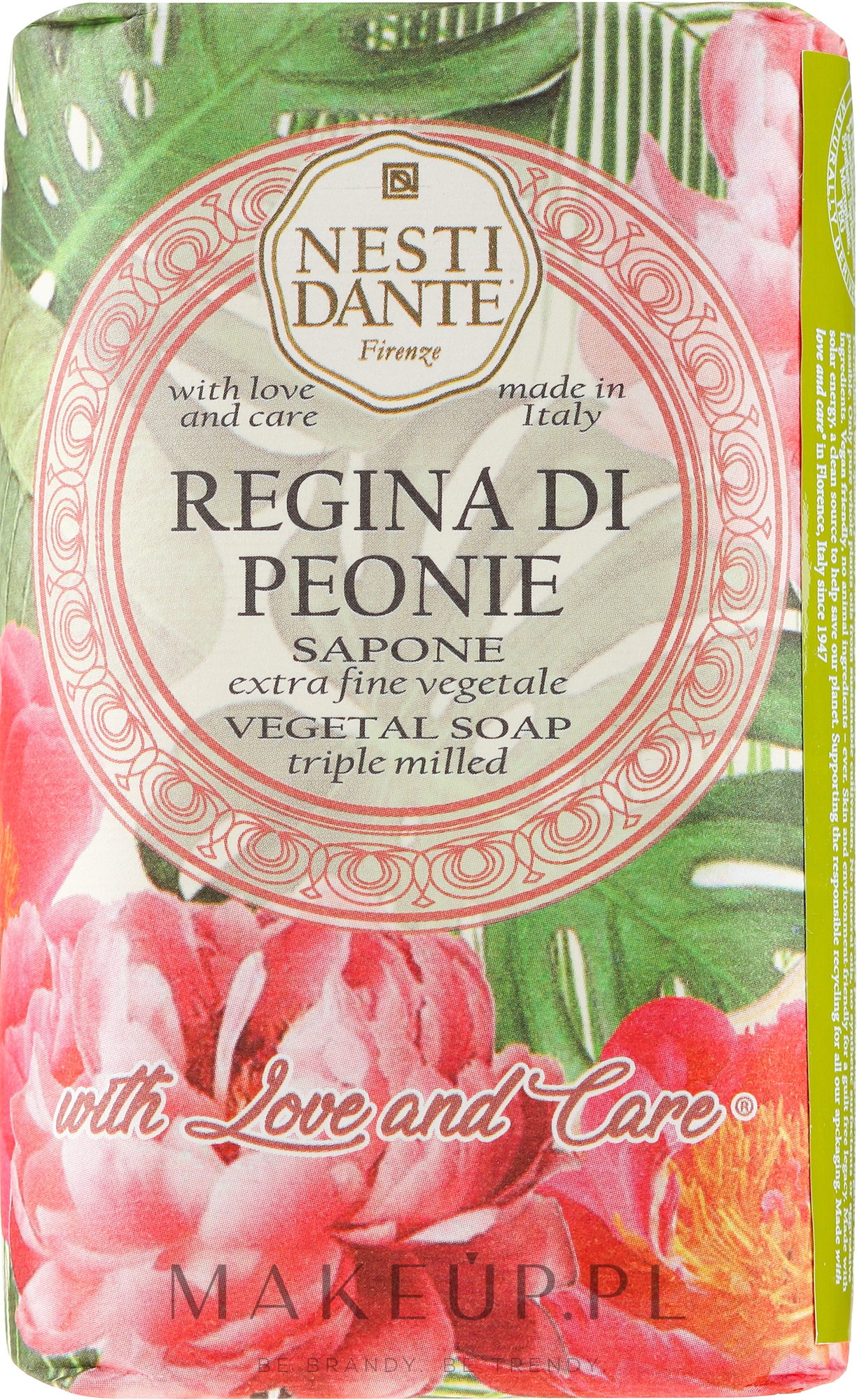 Roślinne mydło w kostce Królowa piwonii - Nesti Dante Vegetal Soap — Zdjęcie 250 g