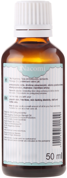 Zimnotłoczony olej arganowy - Nacomi Argan Oil — Zdjęcie N4