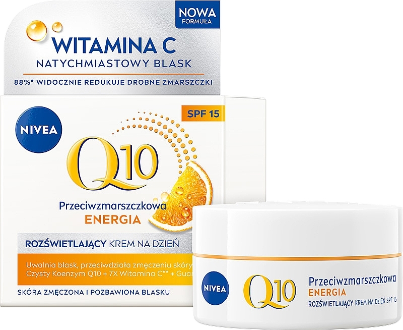 Przeciwzmarszczkowy krem na dzień - NIVEA Q10 Energy Anti-Wrinkle Day Cream SPF15