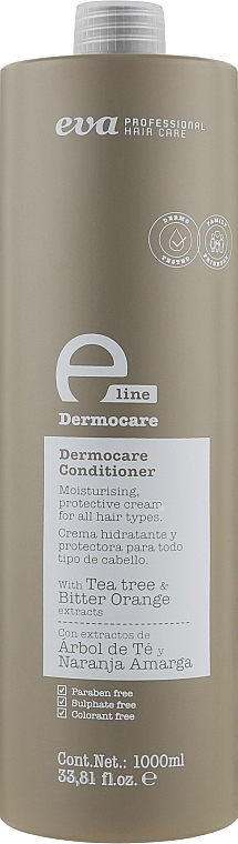 Nawilżająca, ochronna odżywka do każdego rodzaju włosów - Eva Professional E-line Dermocare Conditioner — Zdjęcie N1
