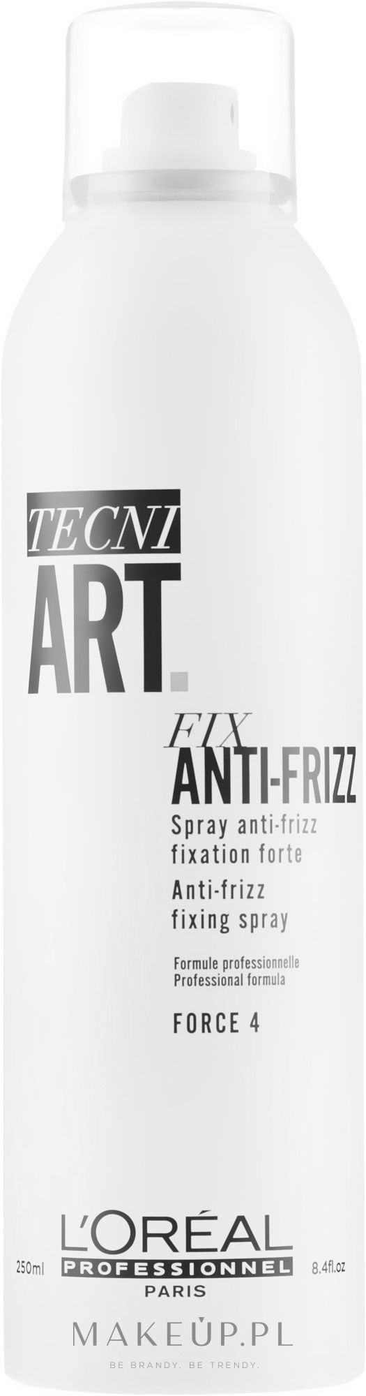 Utrwalający spray przeciw puszeniu się włosów - L'Oreal Professionnel Tecni.Art Fix Anti-Frizz Force 4 — Zdjęcie 250 ml