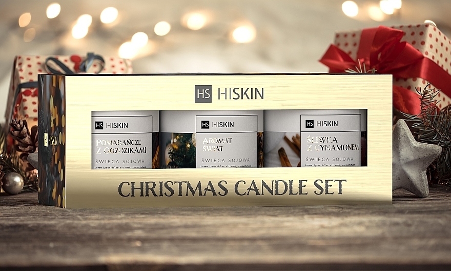 Świąteczny zestaw trzech świec - HiSkin Christmas (candles/3x100ml) — Zdjęcie N1