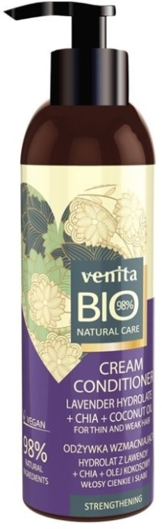 Kremowa bioodżywka do cienkich włosów Hydrolat z lawendy, nasiona chia i olej kokosowy - Venita Bio Natural Lavender Hydrolate Chia Coconut Cream Conditioner 