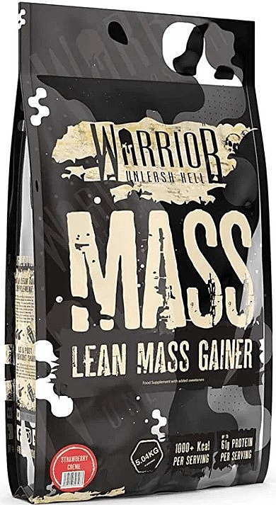 Gainer białkowy, krem ​​truskawkowy - Warrior Mass Lean Mass Gainer Strawberry Creme — Zdjęcie N1