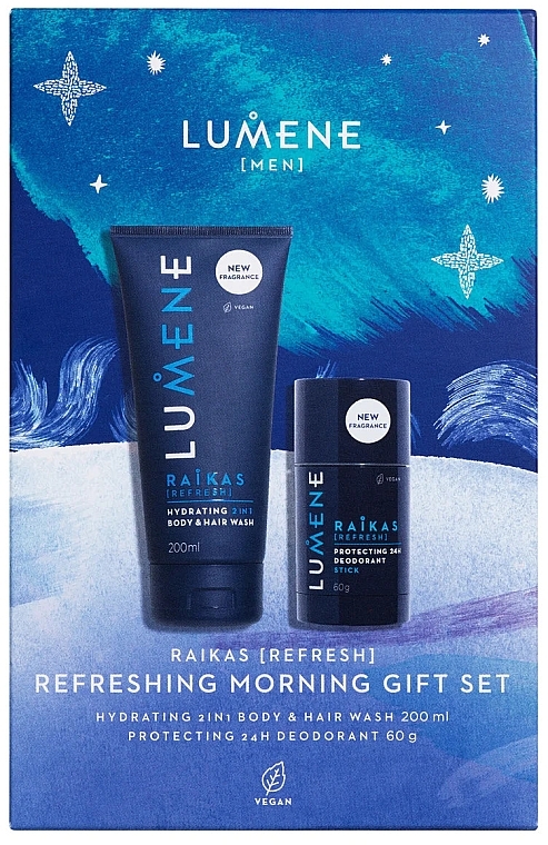 PRZECENA! Zestaw - Lumene Men Refreshing Morning Gift Box (gel/shm/200 ml + deo/60 g) * — Zdjęcie N1