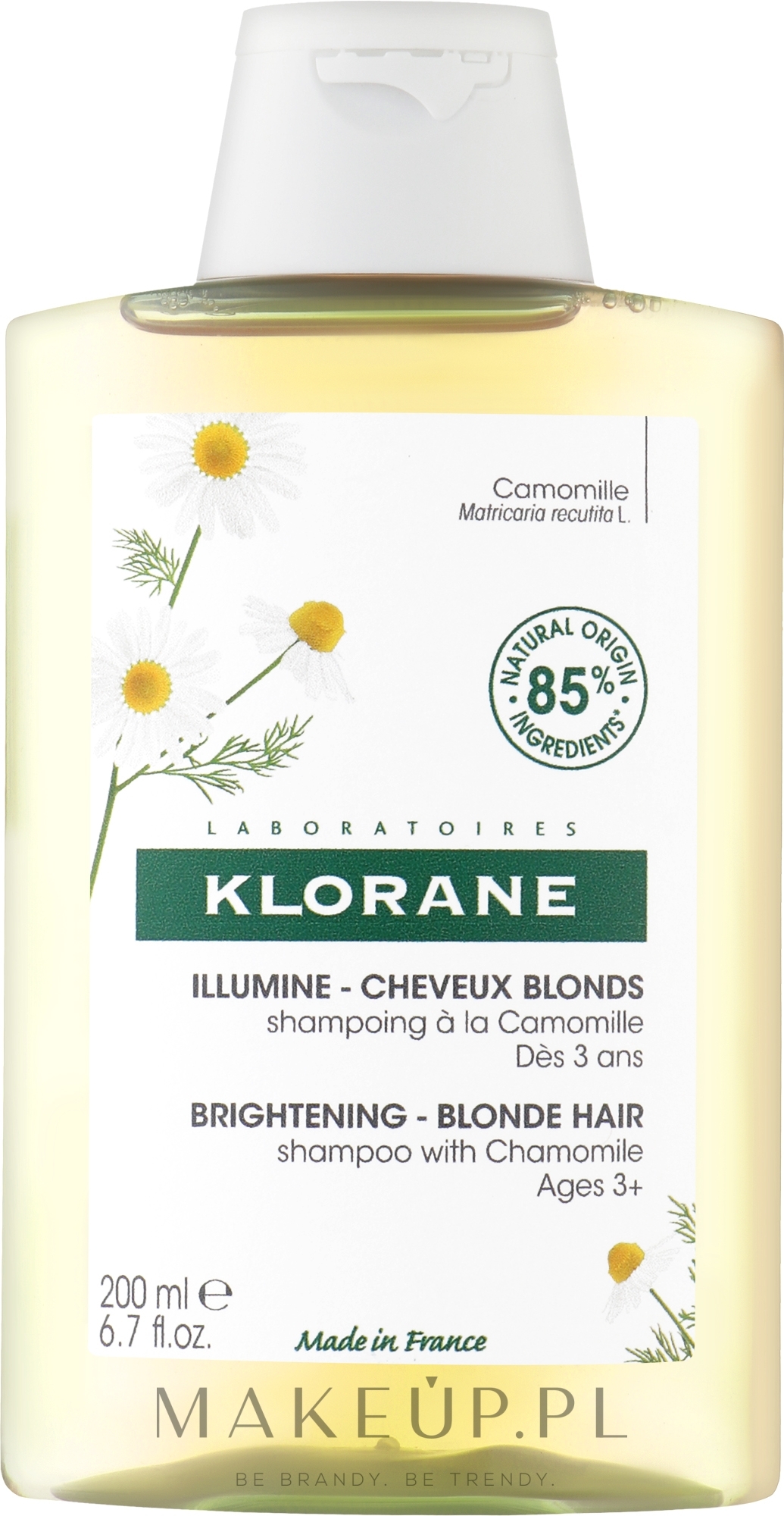 Szampon do jasnych włosów z wyciągiem z rumianku - Klorane Shampoo With Chamomile — Zdjęcie 200 ml