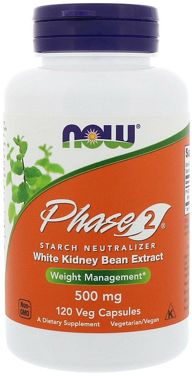 Ekstrakt z białej fasoli w kapsułkach - Now Foods Phase 2 White Kidney Bean Extract — Zdjęcie N1