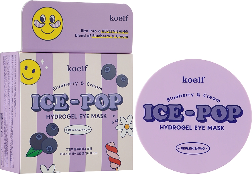 Hydrożelowe płatki pod oczy z jagodami i kremem - Petitfee & Koelf Blueberry & Cream Ice-Pop Hydrogel Eye Mask — Zdjęcie N2