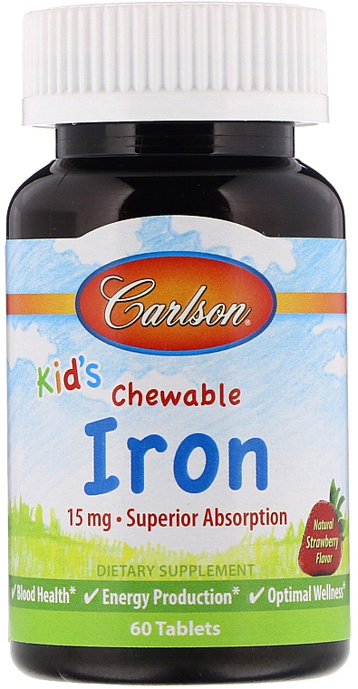 Witaminowe żelki dla dzieci z żelazem o smaku truskawkowym - Carlson Labs Kid's Chewable Iron — Zdjęcie N1