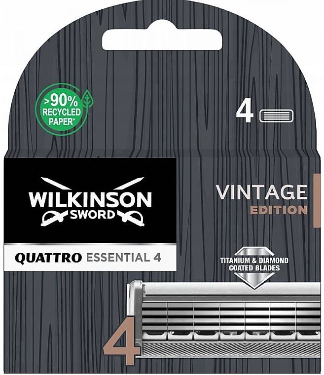 Wymienne ostrza do golenia, 4 szt. - Wilkinson Sword Quattro Essential 4 Vintage Edition  — Zdjęcie N1