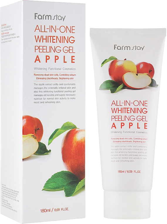 Jabłkowy peeling do twarzy - FarmStay All-In-One Whitening Peeling Gel Cream Apple — Zdjęcie N4