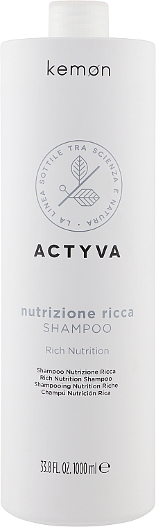 Odżywczy szampon do bardzo suchych włosów i skóry głowy - Kemon Actyva Nutrizione Ricca Shampoo — Zdjęcie N3