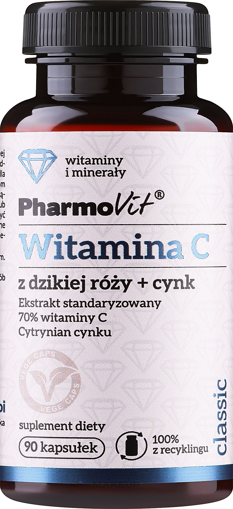 Suplement diety Witamina C z dzikiej róży + cynk - Pharmovit — Zdjęcie 90 szt.