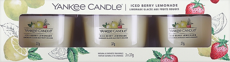Zestaw świec zapachowych Ice Berry Lemonade - Yankee Candle Iced Berry Lemonade (candle/3x37g) — Zdjęcie N1
