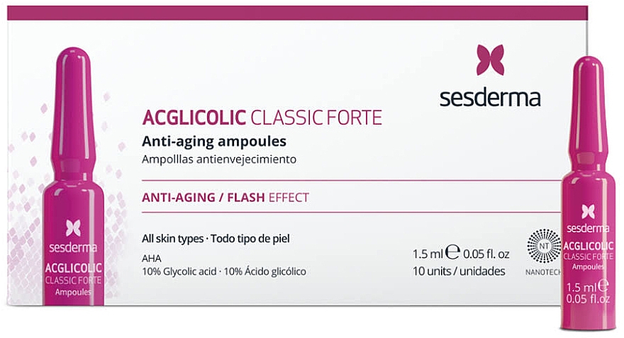 Ampułki przeciwstarzeniowe z kwasem glikolowym - SesDerma Laboratories Acglicolic Classic Forte Anti-Aging Ampoules