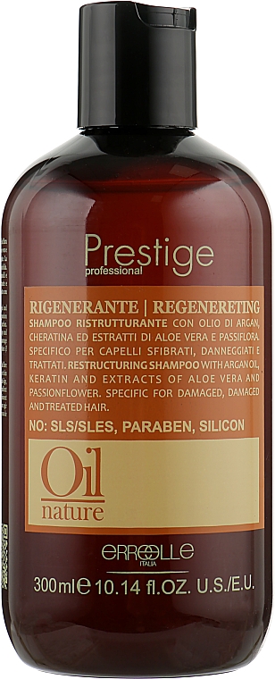 Szampon rewitalizujący z olejkiem arganowym i keratyną - Erreelle Italia Prestige Oil Nature Regenereting Shampoo  — Zdjęcie N1