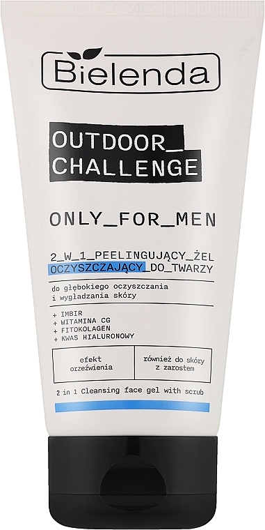 Żel do mycia twarzy 2 w 1 - Bielenda Only For Men Outdoor Challenge 2 in 1 Peeling Facial Cleansing Gel — Zdjęcie N1