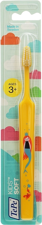 Szczoteczka do zębów dla dzieci, miękka, od 3 lat, żółta - TePe Kids Extra Soft — Zdjęcie N2