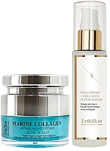 Kup Zestaw - ErthSkin London Hyaluronic acid & Collagen Serum + Marine Collagen Night Repair Cream Set (n/cr/50ml + f/ser/60ml)