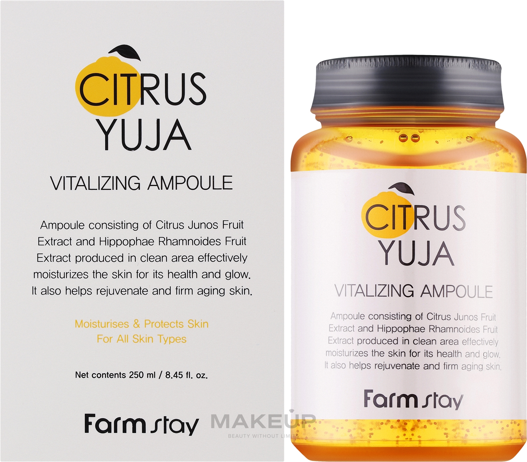 Serum do twarzy w ampułce z ekstraktem z yuzu - FarmStay Citrus Yuja Vitalizing Ampoule — Zdjęcie 250 ml