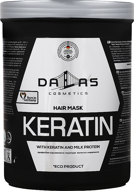 Kremowa maska do włosów z ekstraktem z keratyny i białka mleka - Dalas Cosmetics Keratin Mask — Zdjęcie N3