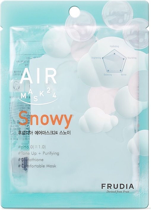 Rozjaśniająca maska w płachcie do twarzy - Frudia Air Mask 24 Snowy — Zdjęcie N1