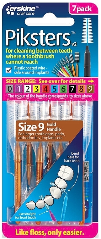 Szczoteczki międzyzębowe 9, brązowe, 7 sztuk - Piksters Interdental Brushes Brown Size 9 — Zdjęcie N1