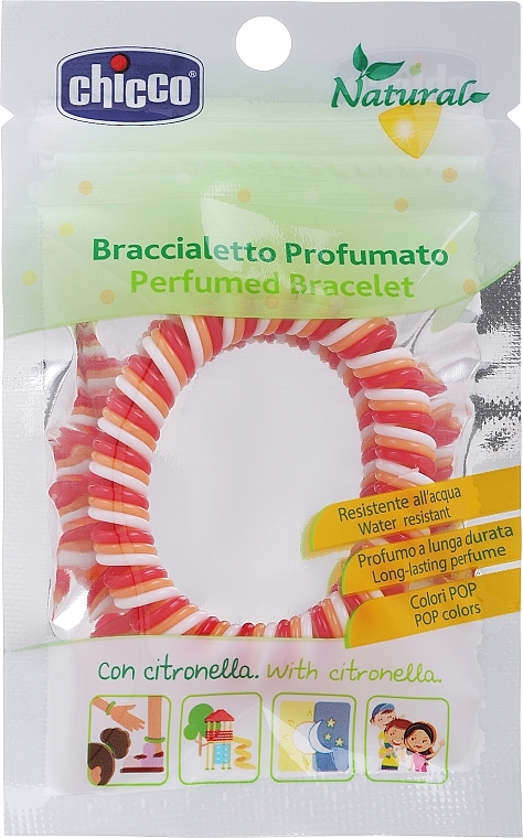 Bransoletka odstraszająca komary z zapachem, pomarańczowo-czerwono-biała - Chicco Perfumed Bracelet — Zdjęcie N1