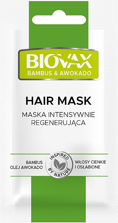 Maska do włosów, bambus i awokado - Biovax Hair Mask Travel Size