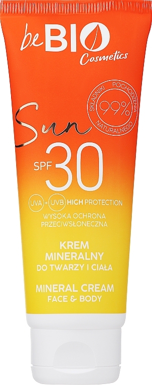 Krem przeciwsłoneczny do twarzy i ciała SPF 30 - BeBio Sun Cream With a Mineral Filter For Body and Face SPF 30