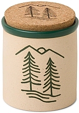 Kup Świeca zapachowa w słoiczku, beżowo-zielona - Paddywax Cypress & Fir Dark Green Dune with Tree Artwork