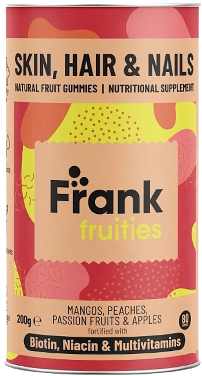 Suplement diety dla skóry, włosów i paznokci - Frank Fruities Skin Hair And Nails Natural Fruit Gummies  — Zdjęcie N1