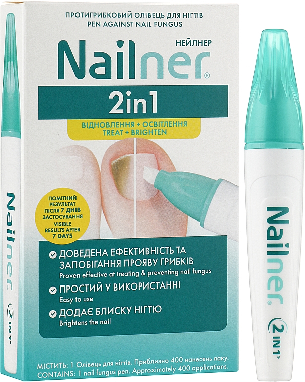 Przeciwgrzybicza kredka do paznokci - Nailner 2 In 1 — Zdjęcie N2