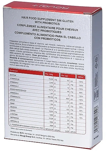 Suplement probiotyczny przeciw wypadaniu włosów w kapsułkach - Rougj+ ProBiotic Integratore Anticaduta Probiotic in Capsule — Zdjęcie N3