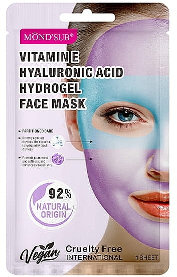 Maska w płachcie do twarzy z kwasem hialuronowym i witaminą E - Mond'Sub Vitamin E Hyaluronic Acid Hydrogel Face Mask — Zdjęcie N1