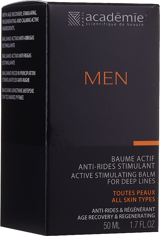 Aktywny krem stymulujący po goleniu dla mężczyzn - Academie Men Active Stimulating Balm for Deep Lines — Zdjęcie N1