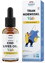 Suplement diety w postaci tranu z wątroby dorsza o smaku cytrynowym dla dzieci - Osavi Cod Liver Oil Kids 1000 Mg Omega 3 — Zdjęcie N1