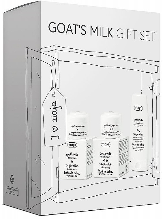 Zestaw - Ziaja Goat Milk Gift Set (d/cr/50ml + n/cr/50ml + h/cr/80ml) — Zdjęcie N1