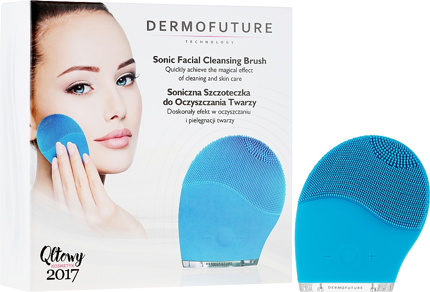 Soniczna szczoteczka do oczyszczania twarzy, niebieska - DermoFuture Sonic Facial Cleansing Brush — Zdjęcie N1