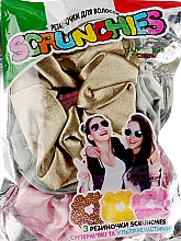 Kup Gumki do włosów scrunchie, panterka + różowa +żółta - Shokky Bandz Scrunchies