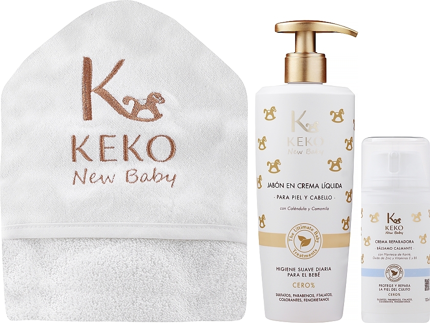 PRZECENA! Zestaw - Keko New Baby (towel/1 pc + cr soap/500 ml + b/balm/100 ml) * — Zdjęcie N2