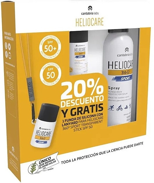 Zestaw - Cantabria Labs Heliocare 360º Sport (spray/100ml + stick/25g + acc) — Zdjęcie N1