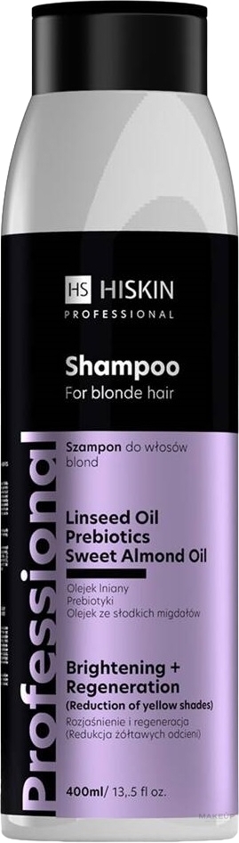 Rozjaśniający szampon regenerujący do włosów blond - HiSkin Professional — Zdjęcie 400 ml
